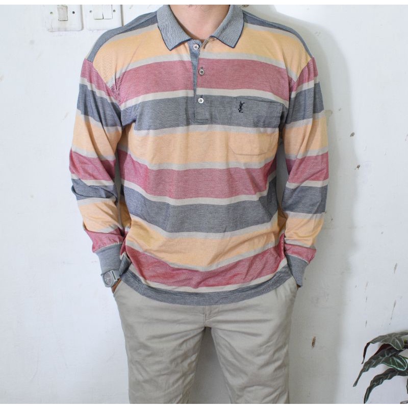 kaos polo long sleeve yves saint laurent original second