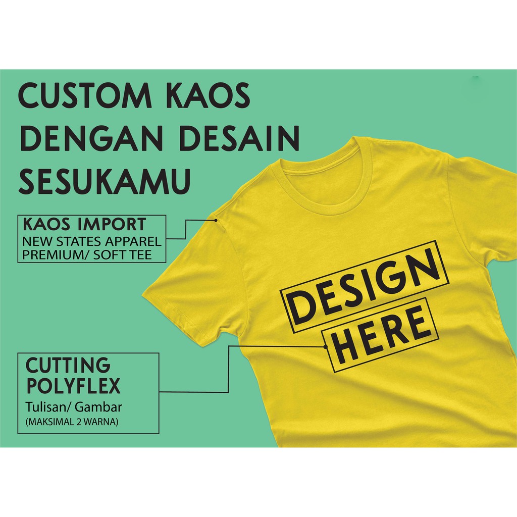 CUSTOM KAOS SATUAN SABLON CUTTING POLYFLEX + KAOS IMPORT