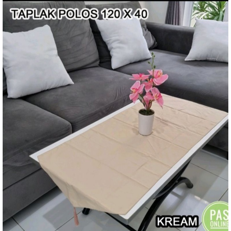 Taplak meja ruang tamu polos table runner minimalis 120X40 cm katun premium