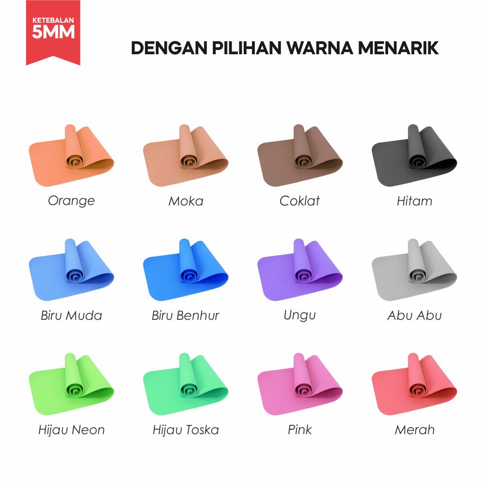 Hawah_Store Matras Olahraga Alas Yoga Senam Mat Tebal 5mm Workout Outdoor Indoor (002)-2