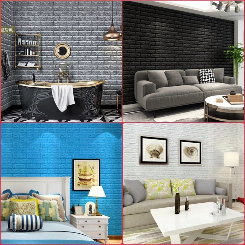 Wallpaper Stiker Dinding 3D Foam Batu Bata Brick 70 x 77cm-1