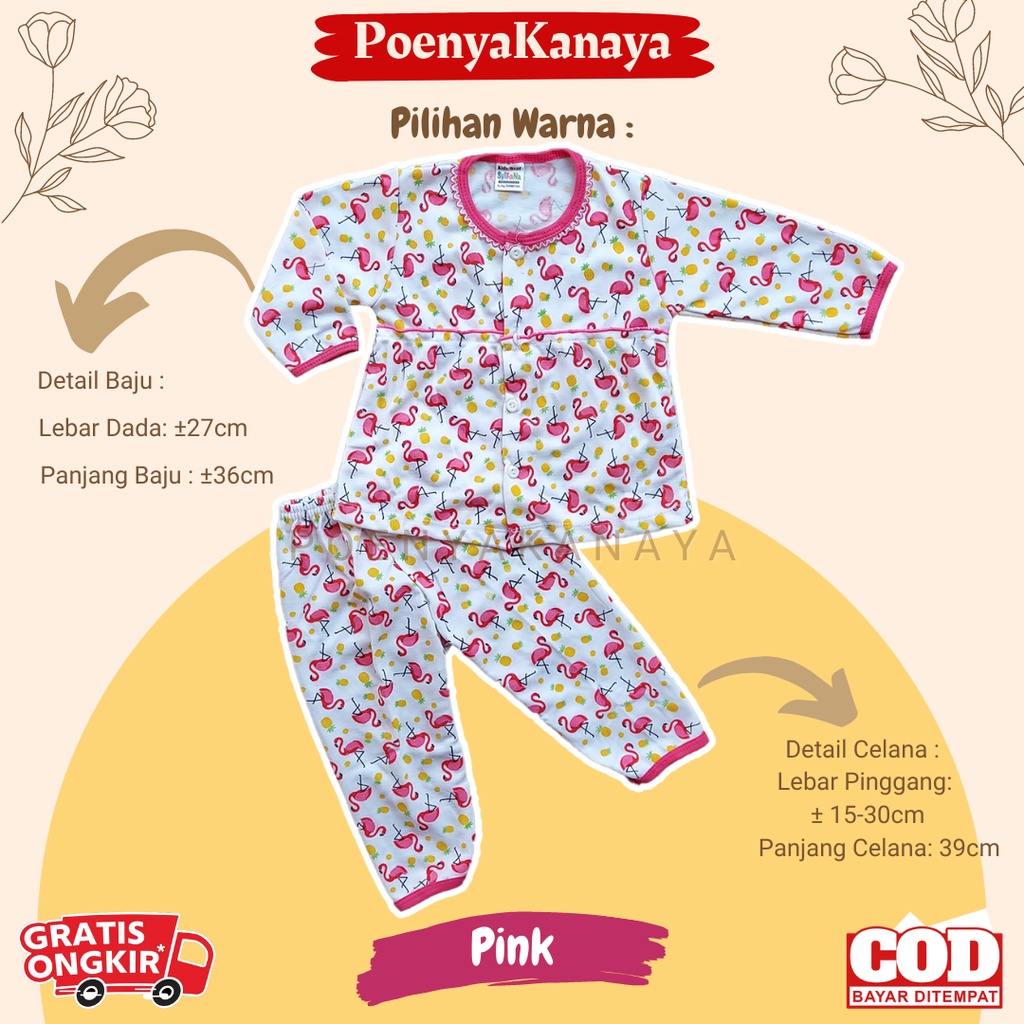 Setelan Baju Bayi Piyama Bayi Panjang Perempuan FLAMINGGO 2 SYIFANA 3-12 bln SPY111