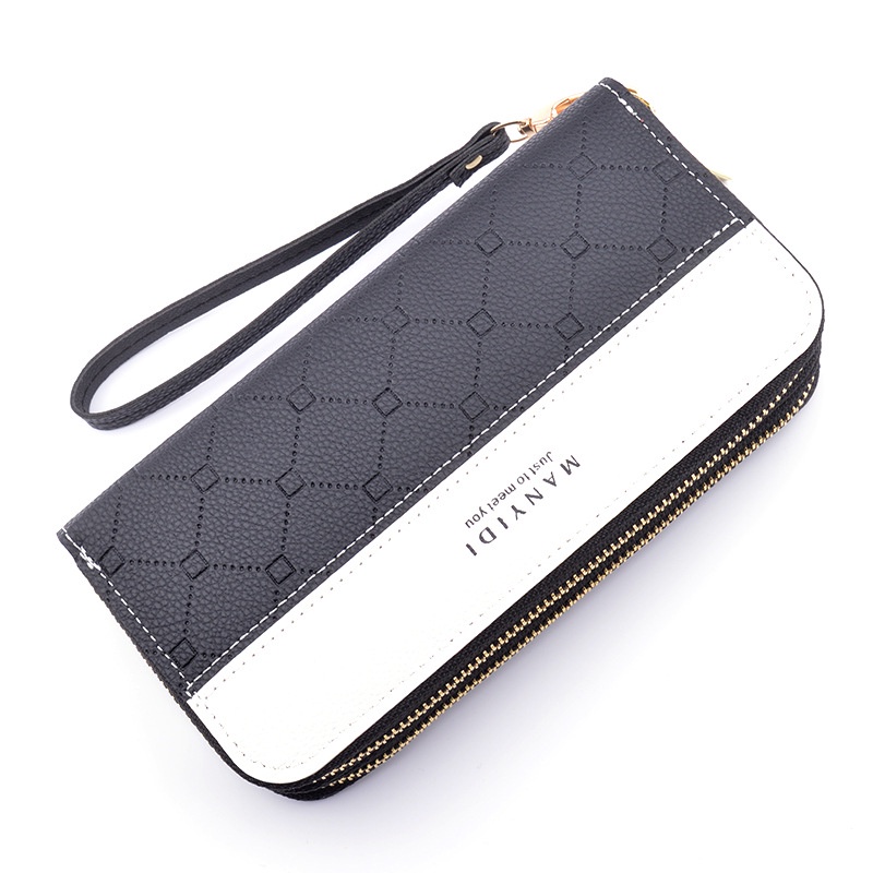 DOMPET PANJANG WANITA 2 RESLETING KULIT HITAM PUTIH SABARA WA481B5 IMPORT PREMIUM BESAR MUAT HP SLOT KARTU UANG KOIN TALI PENDEK CEWEK MURAH FASHION KOREA KEKINIAN REMAJA