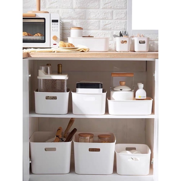 STORAGE BOX ORGANIZER / KOTAK PENYIMPANAN SERBAGUNA / KOTAK SKINCARE / KERANJANG MAKANAN OBAT-OBATAN / BIN ORGANIZER MULTIFUNGSI / WADAH PENYIMPANAN PLASTIK RAPI DENGAN GAGANG MUDAH DIBAWA / TEMPAT BOX STORAGE