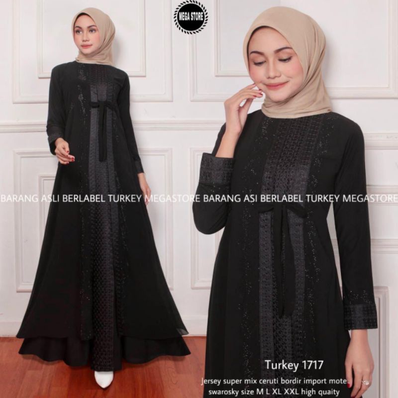 Gamis Abaya Hitam Murah TURKEY 1717 MAT JERSEY SUPER