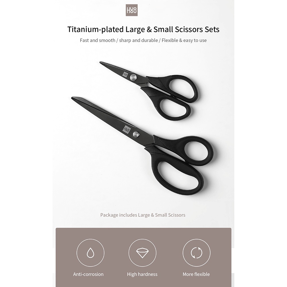 Gunting Titanium Plated Scissors Set 2 Buah Kuat Tahan Lama HU0030