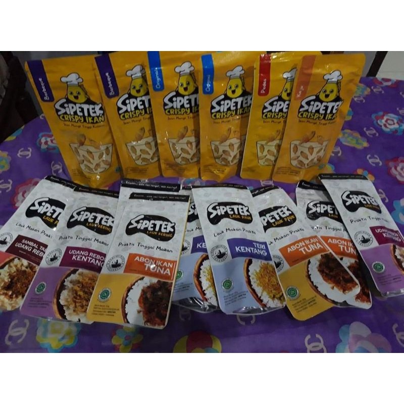 

sipetek crispy ikan dan sipetek basreng promo beli 10 gratis 1 varian rasa bisa dimix ya