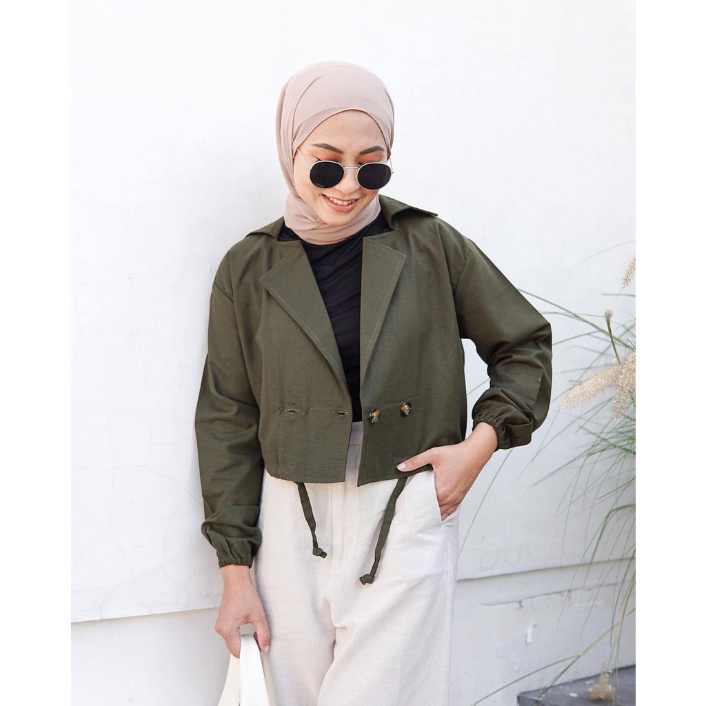 ADARA BLAZER CROP WANITA BAHAN LINEN TERBARU TARA JAKET