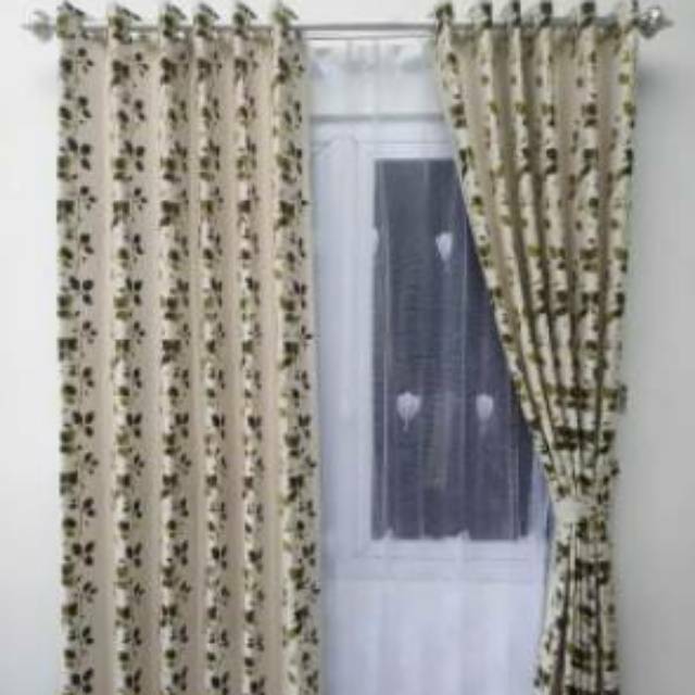 Gorden Blackout Motif Bunga Teratai Hordeng Jendela Pintu Minimalis