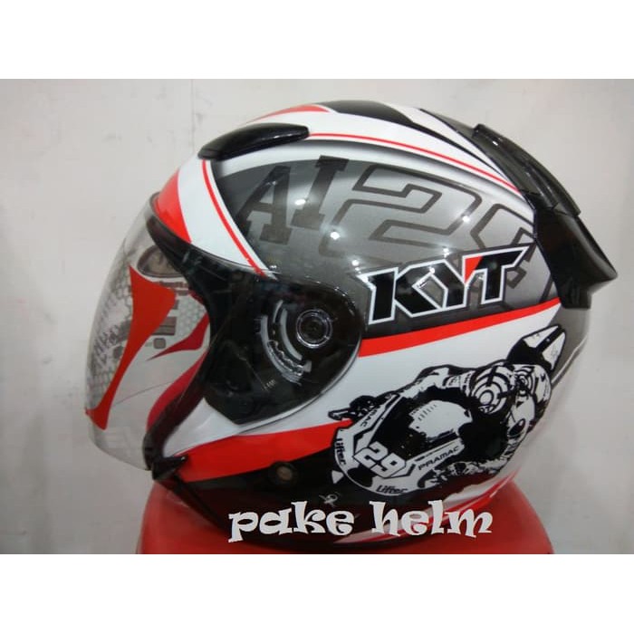 BEST QUALITY HELM KYT DJ MARU MOTIF SE WORLD GP READY RED DJMARU HALF FACE