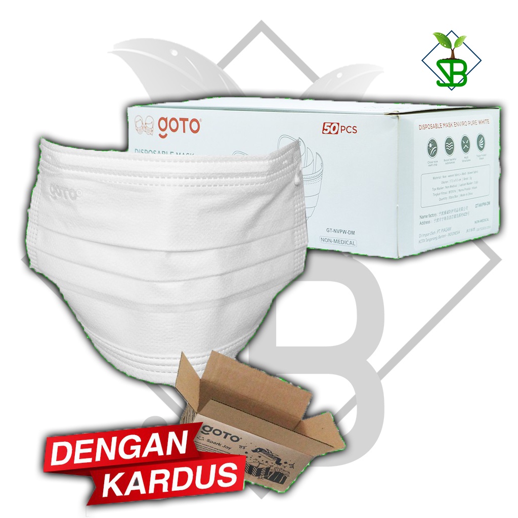 masker earloop putih GOTO 50pcs 3ply