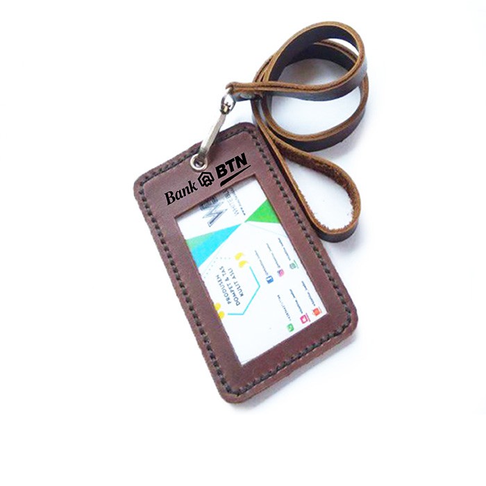 

name tag id kulit asli logo BANK BTN warna coklat - GATANSI 1 TAHUN