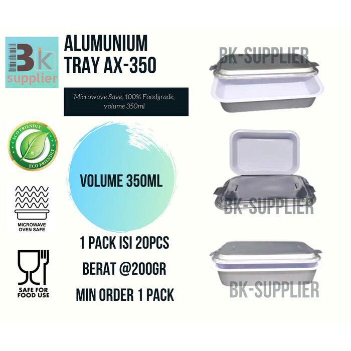 Foil | Alumunium Foil Tray Ax350 20Pcs / Aluminium Tray 350Ml Plus Tutup