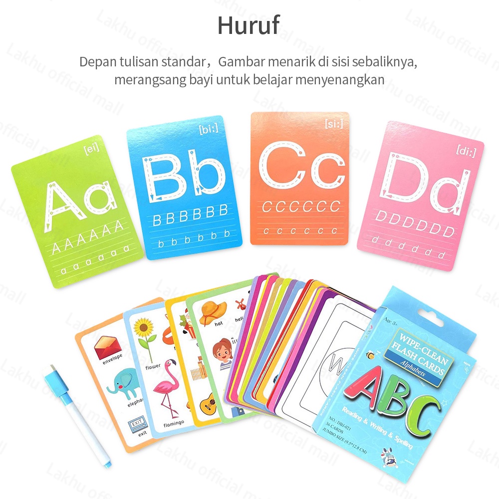 JCHO flash card edukasi anak/kartu flash card abc english flashcards