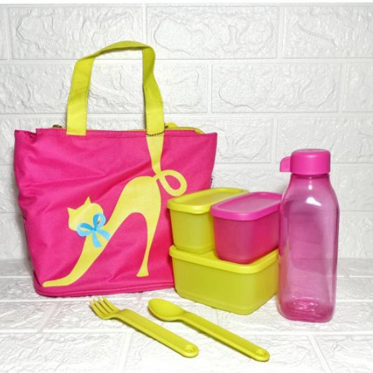 paket wadah makan bekal cosmolady tupperware with tas