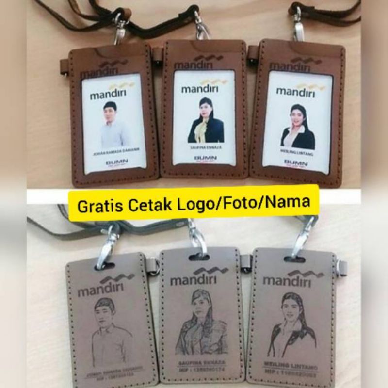 

ID CARD Mandiri / Card holder kulit asli / Name tag kulit logo Bank Mandiri