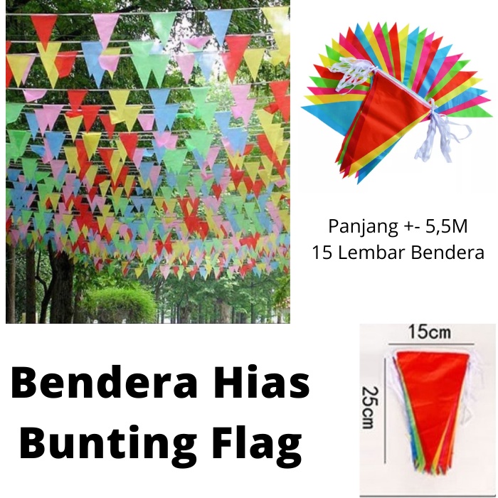 Bendera Kain Segitiga Warna Warni - Umbul Umbul Bendera Hias - Bunting Flag Banner Bendera Hias Bendera Festival