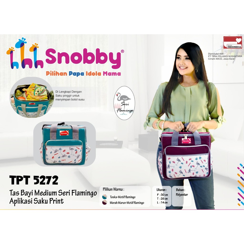 Snobby Tas Bayi Medium Aplikasi Saku Print Flamingo Series - TPT 5272