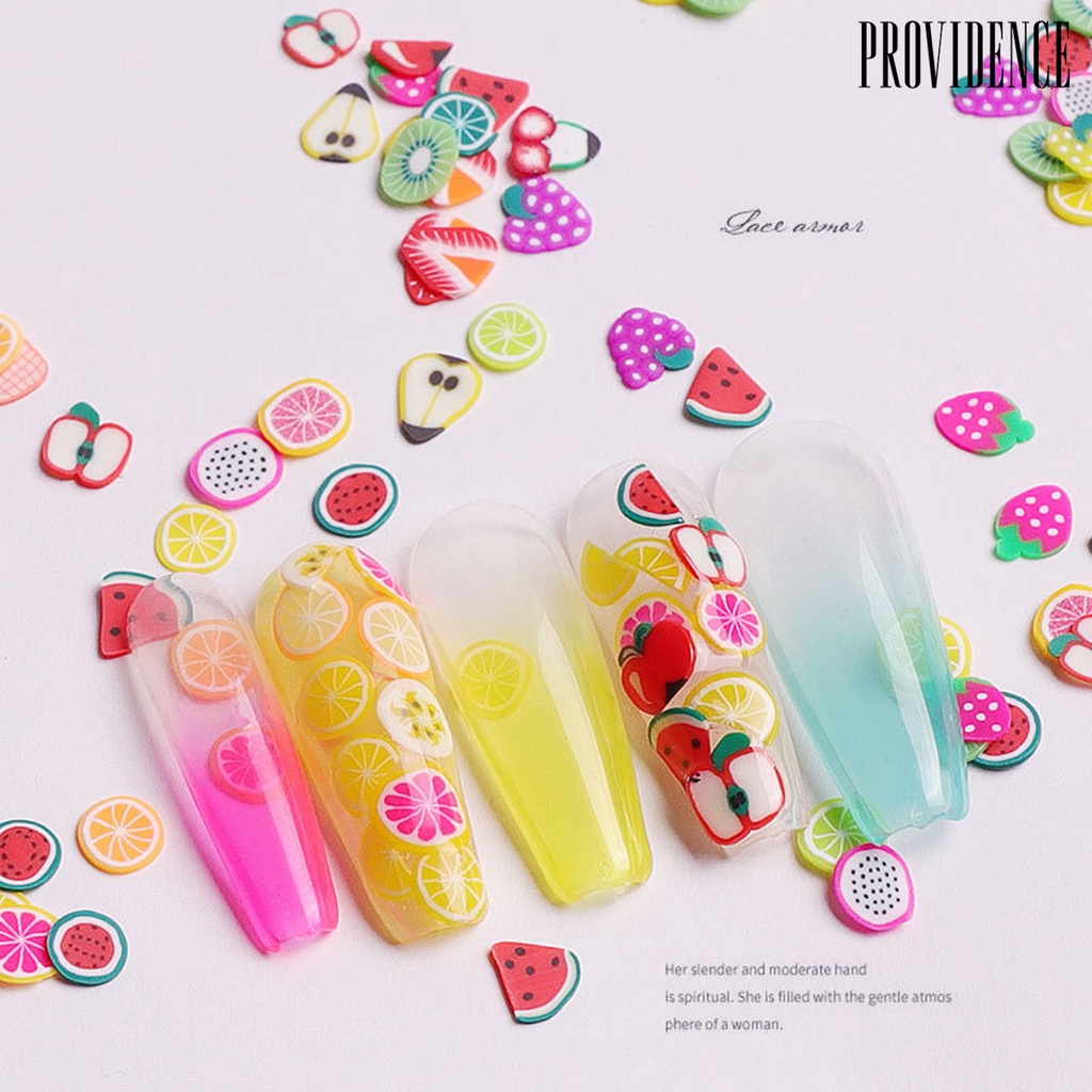 Providence 1000Pcs/Set Nail Slices Fruit Feather Shape Ultra Thin Polymer Clay Soft Mixed Nail Art Slime DIY Charms for Gift