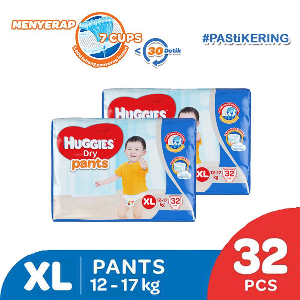 [Promo] Huggies Dry Pants Popok Celana XL32   2 Pack