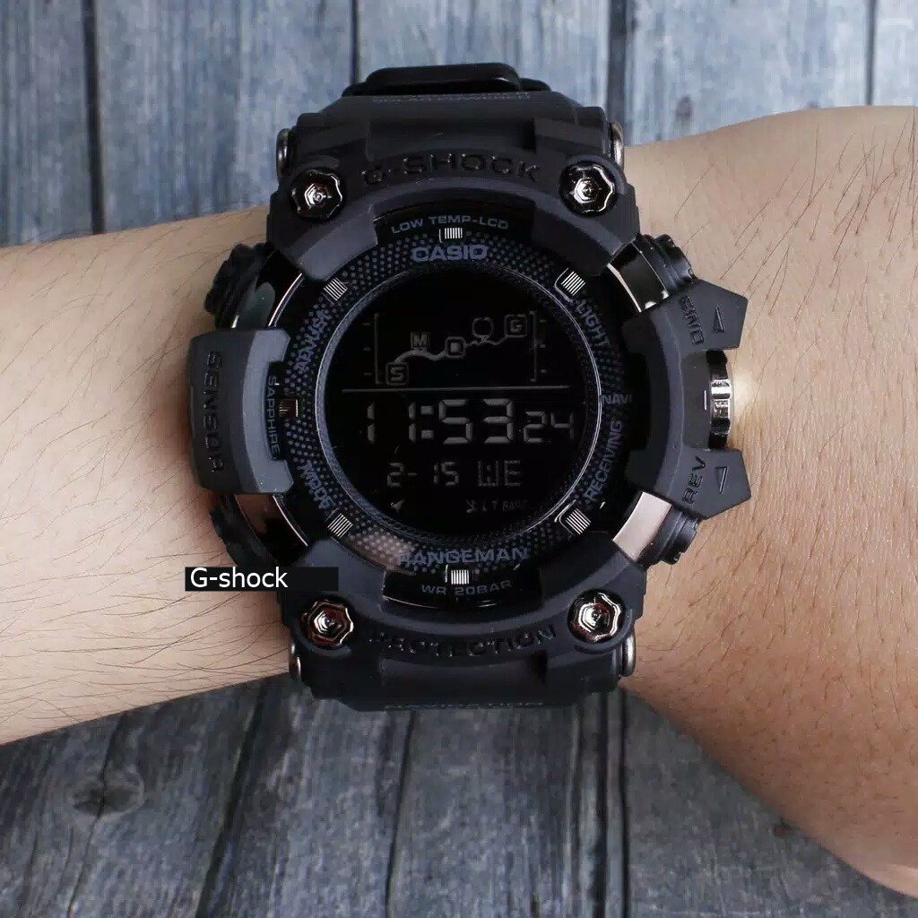 JAM TANGAN PRIA G-SHOCK CASIO RANGEMAN BULAT FULL BLACK SERIES FULL HITAM TALI HITAM READY STOCK full hitam