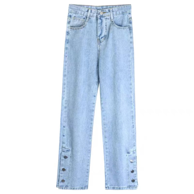 Korean New Celana Kulot Jeans Highwaist Wanita Loose-Biru ~ eksklusif