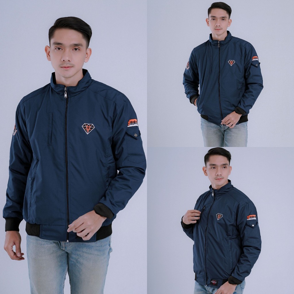 ARS JAKET PRIA CASUAL SIMPLE ORIGINAL REBEL ID / JAKET MOTOR PRIA / JAKET BOMBER / JAKET SGM-Diamond > Navy