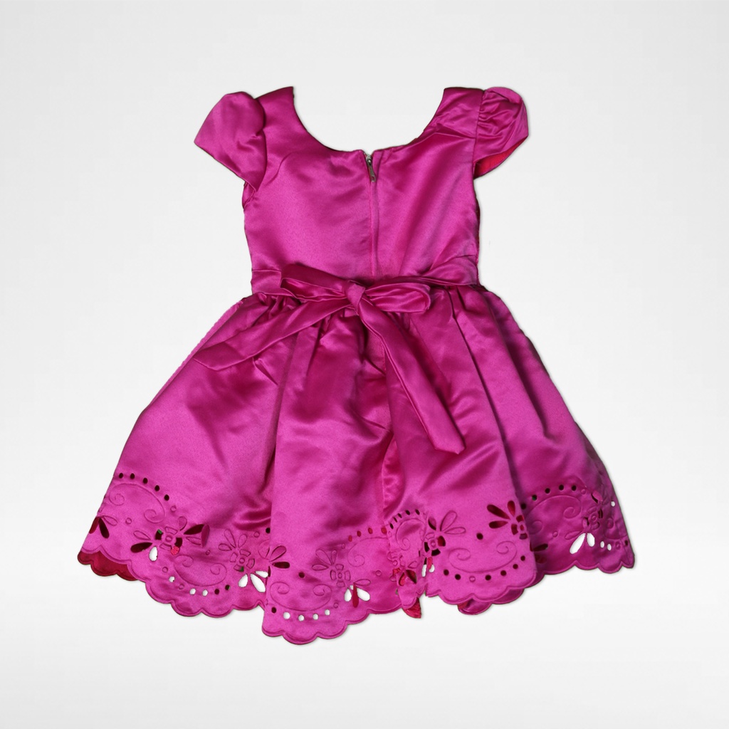 Vania Dress Anak Saten Dove Bunga Elegan 1678