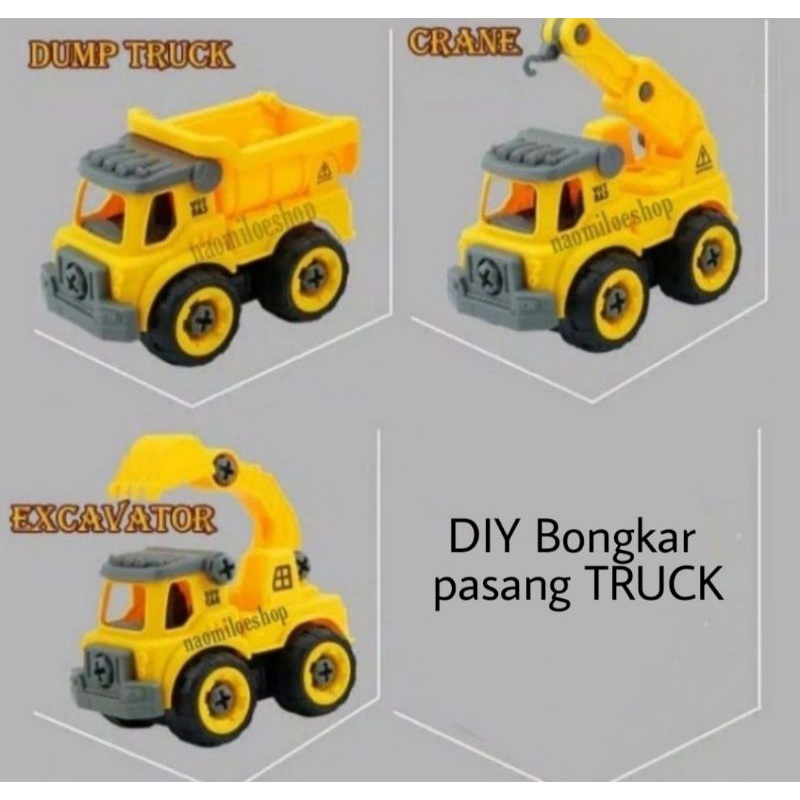 bongkar pasang Mainan Anak DIY Assemble Truck Car Mobil Truk Rakit Konstruksi merangkai truk-3