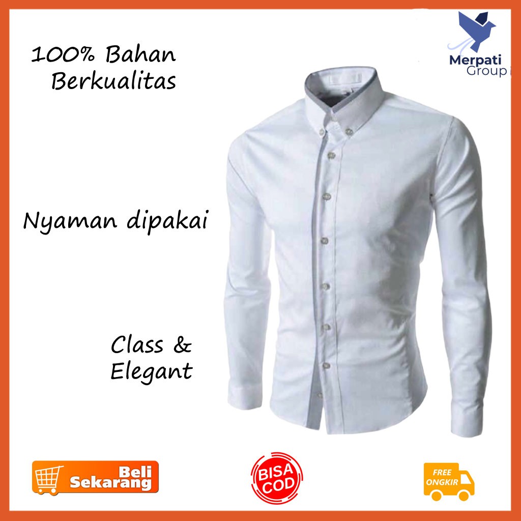 Kemeja Pria Reguler Fit Motif Jumbo Berkualitas Kekinian Polos S1N3 Bagus Katun Formal Import Distro