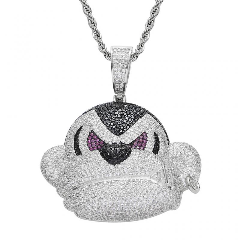 Kalung Liontin Kartun Burung Bahan Metal Warna Emas Aksen Zirkon Gaya Hip Hop Rock Untuk Pria