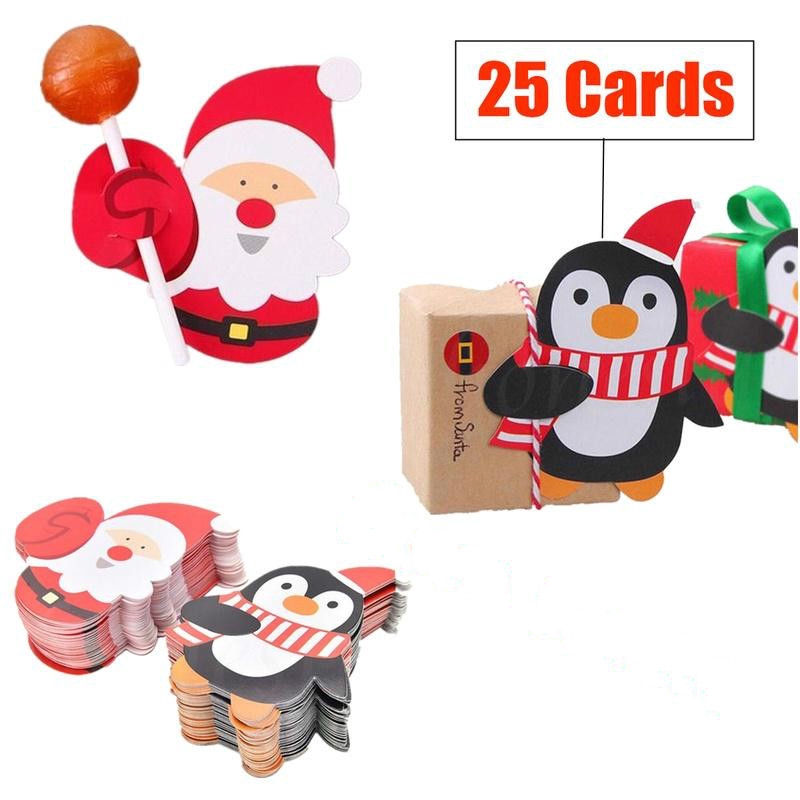 [Christmas Products] 25Pcs / Set Christmas Cute Snowman Lollipop Insert Cards