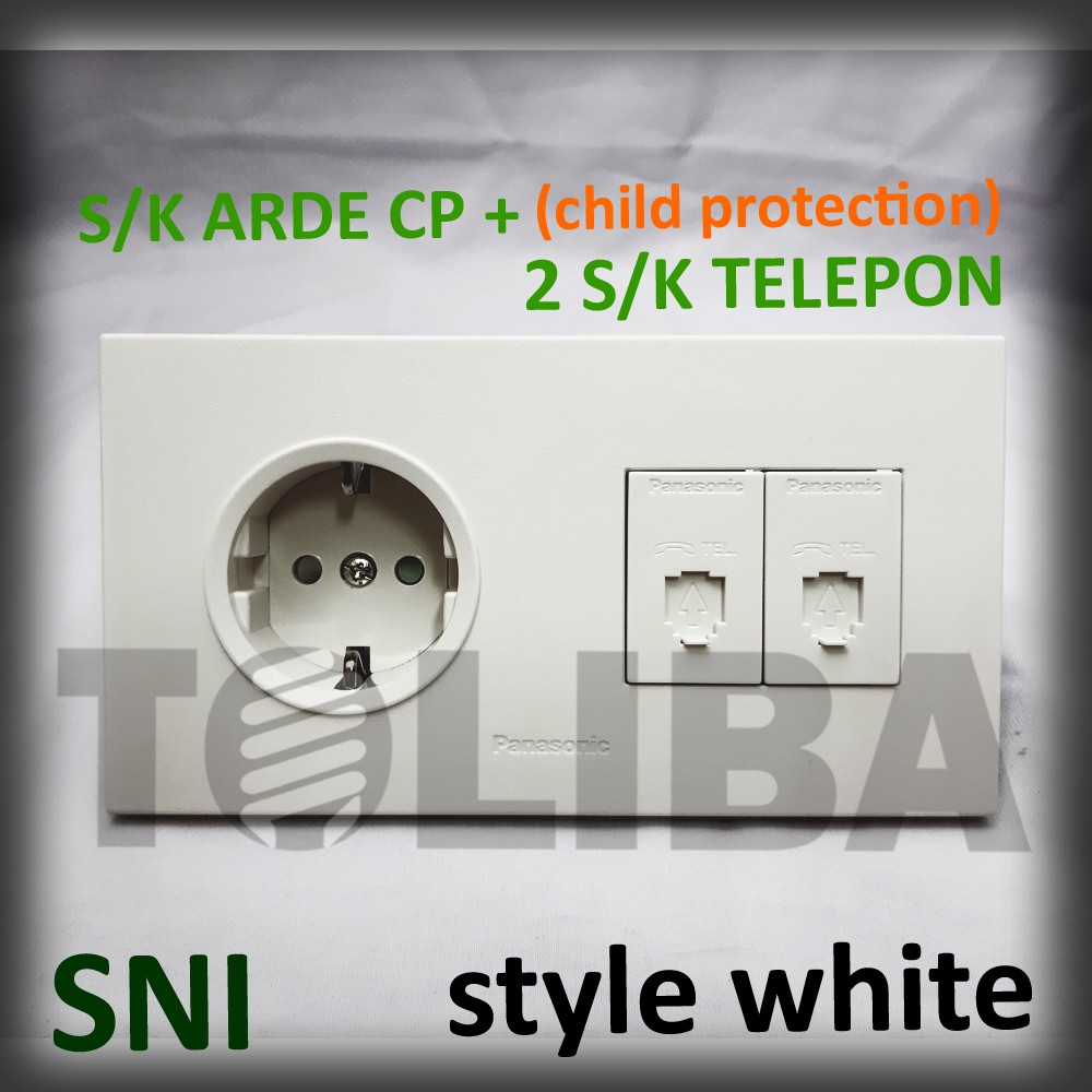 stopkontak arde cp + stop kontak telepon + s/k telepon minimalis style white ib panasonic sni