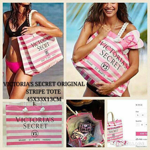 TAS VICTORIA'S SECRET STRIPED TOTE