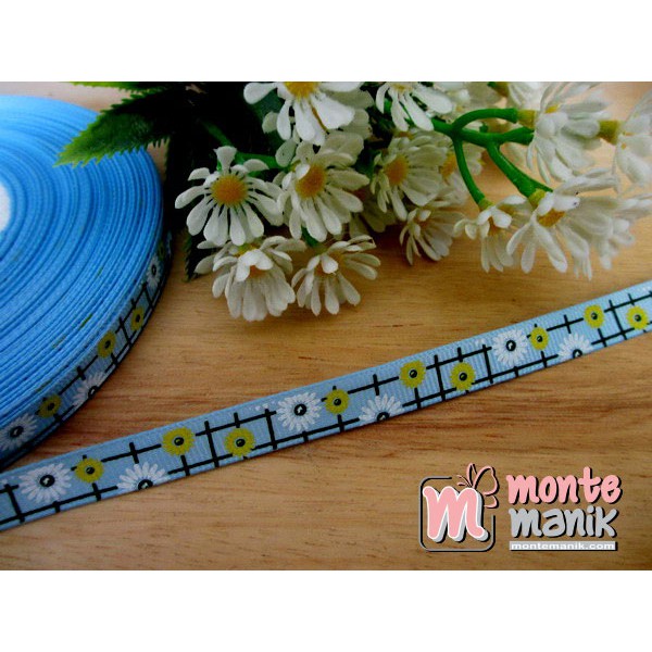 

Pita Grosgrain Sunflowers Biru 3/8 inch (PITA-056) Bahan Craft MM