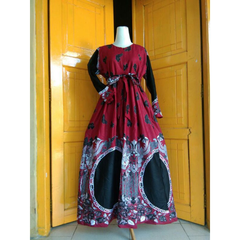 Gamis Batik (COD) MANGGAR Gamis Batik Pesta Model Terbaru 2020