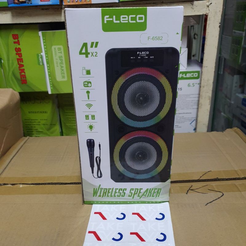 COD Speaker Bluetooth Portable Fleco F-6582 PLUS Mic //Speaker Salon Aktif//Speaker karaoke