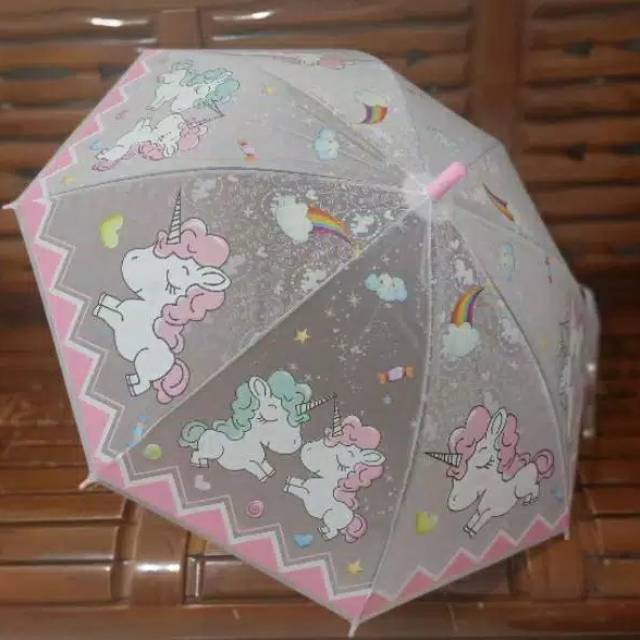 PAYUNG ANAK MOTIF UNICORN KUDA PONI TRANSPARANT