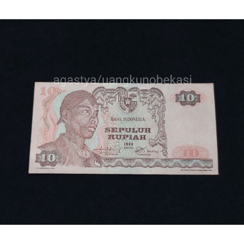 uang kuno kertas Rp 10 jenderal Sudirman tahun 1968 asli duit jadul lama rupiah murah