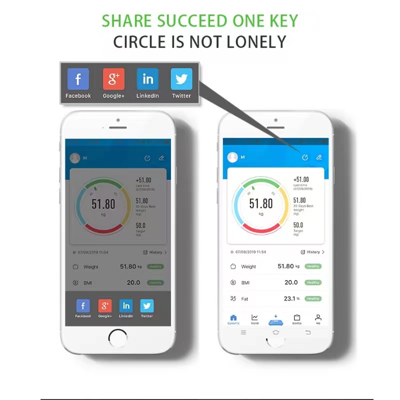 BENCO Timbangan Badan Digital Body Fat Monitor App Smart Weigh Scale Load Max 180KG Rechargeable