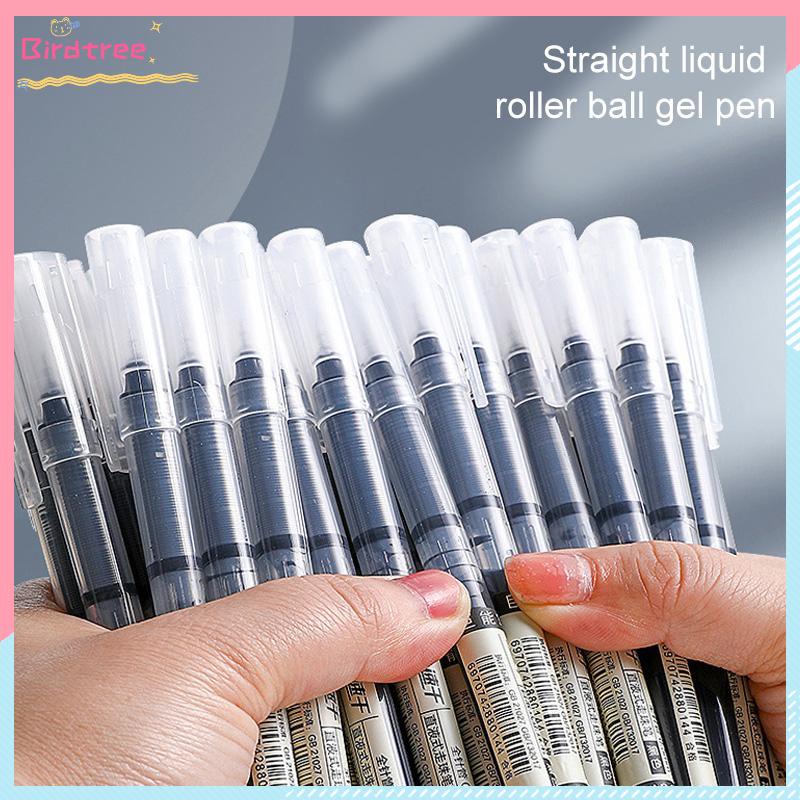 

[Readystock❤️COD]0.5mm Tip Lurus Cair Roller Ball Pen Kantor Tabung Jarum Penuh Siswa Ujian Gel Pena- BS