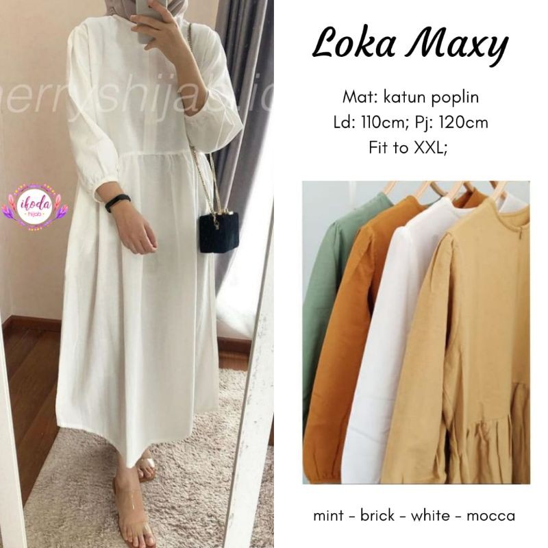 LOKA MAXY BY IKODA MAXY DRESS KATUN POPLIN MUSLIM DRESS KATUN POLOS