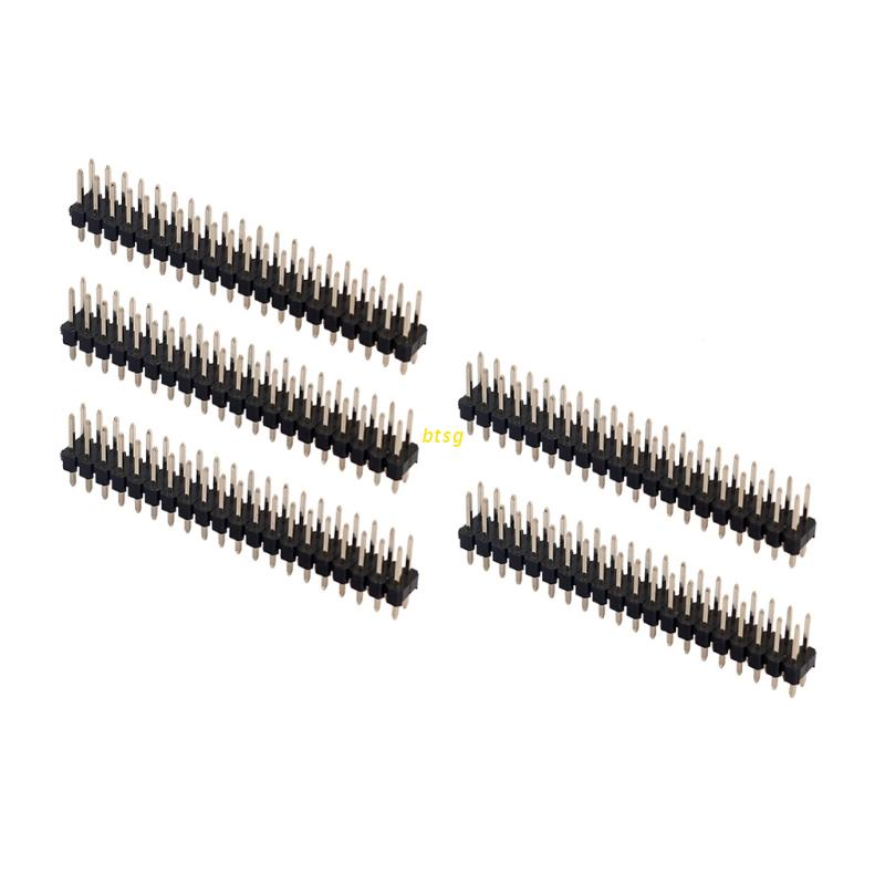 Btsg 5pcs Strip Header Male Ganda 0.1 &quot;2X20-Pin Untuk Raspberry Pi Zero Gpio