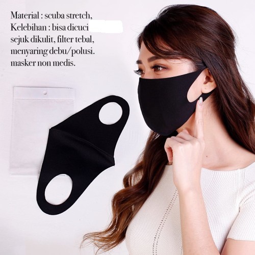 Masker Kain Korea Bahan Scuba - Bisa Dicuci - 1pcs