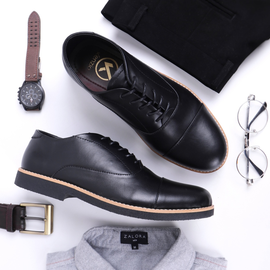 Sepatu Pantofel Pria Kulit Asli Casual Formal Kerja Oxford Sepatu Pantopel Pria - Oxford 0.1 Black