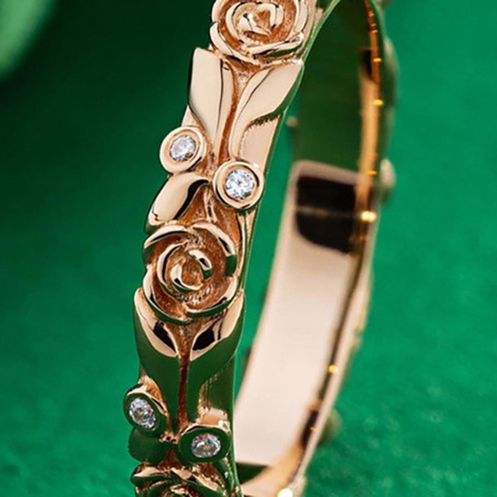 Hu Hu Hu Hu Hu Alat Bantu Pasang Kacamata♡ Cincin Wanita Bentuk Bunga Mawar Aksen Berlian Imitasi Untuk Pernikahan