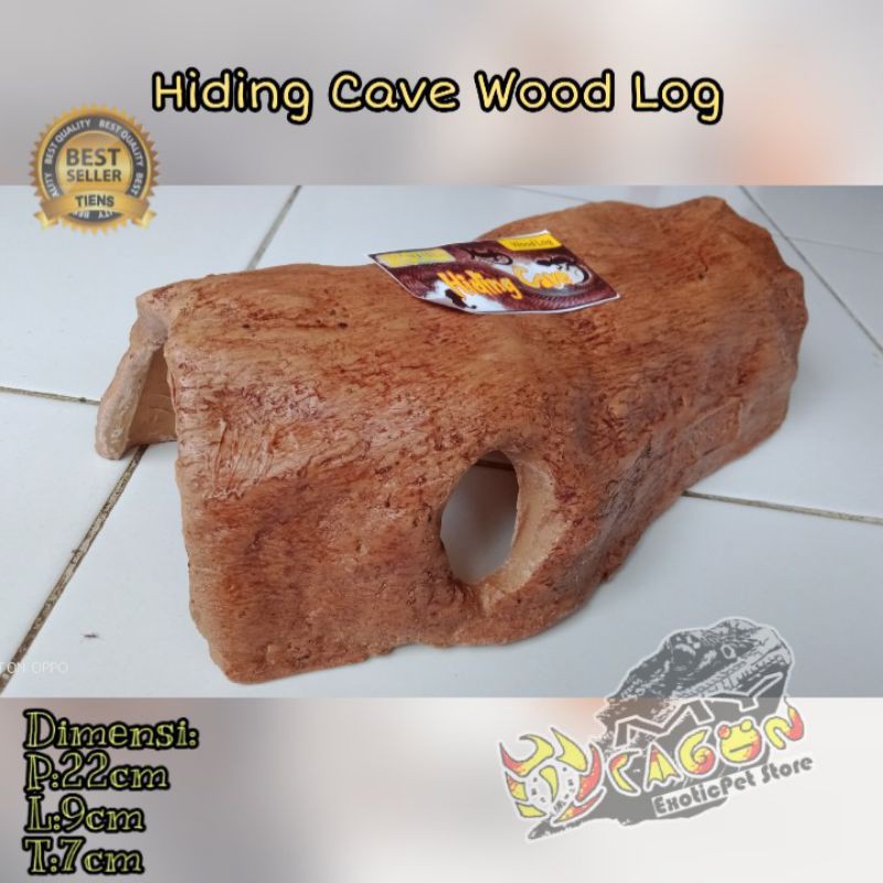 Hiding cave wood log tempat sembunyi reptile motif kayu hiding cave ular retic corn snake panana