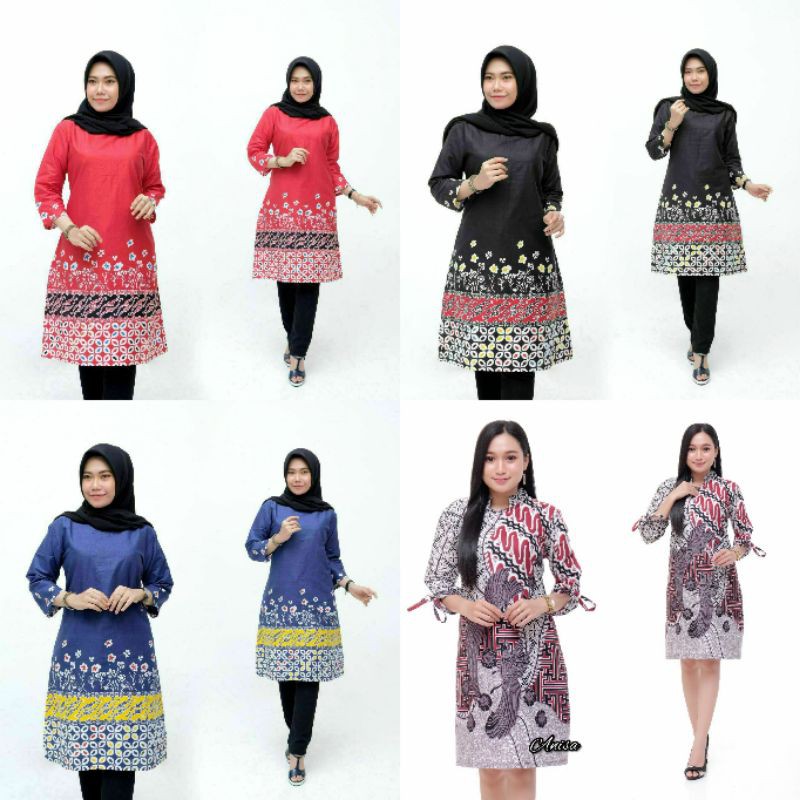Promo Batik Tunik Shibori Jumputan Terbaru Size S-3l / Hrb026 Yelbor Navbor / Biru Putih / Original.. GOw08xhYOKVJw