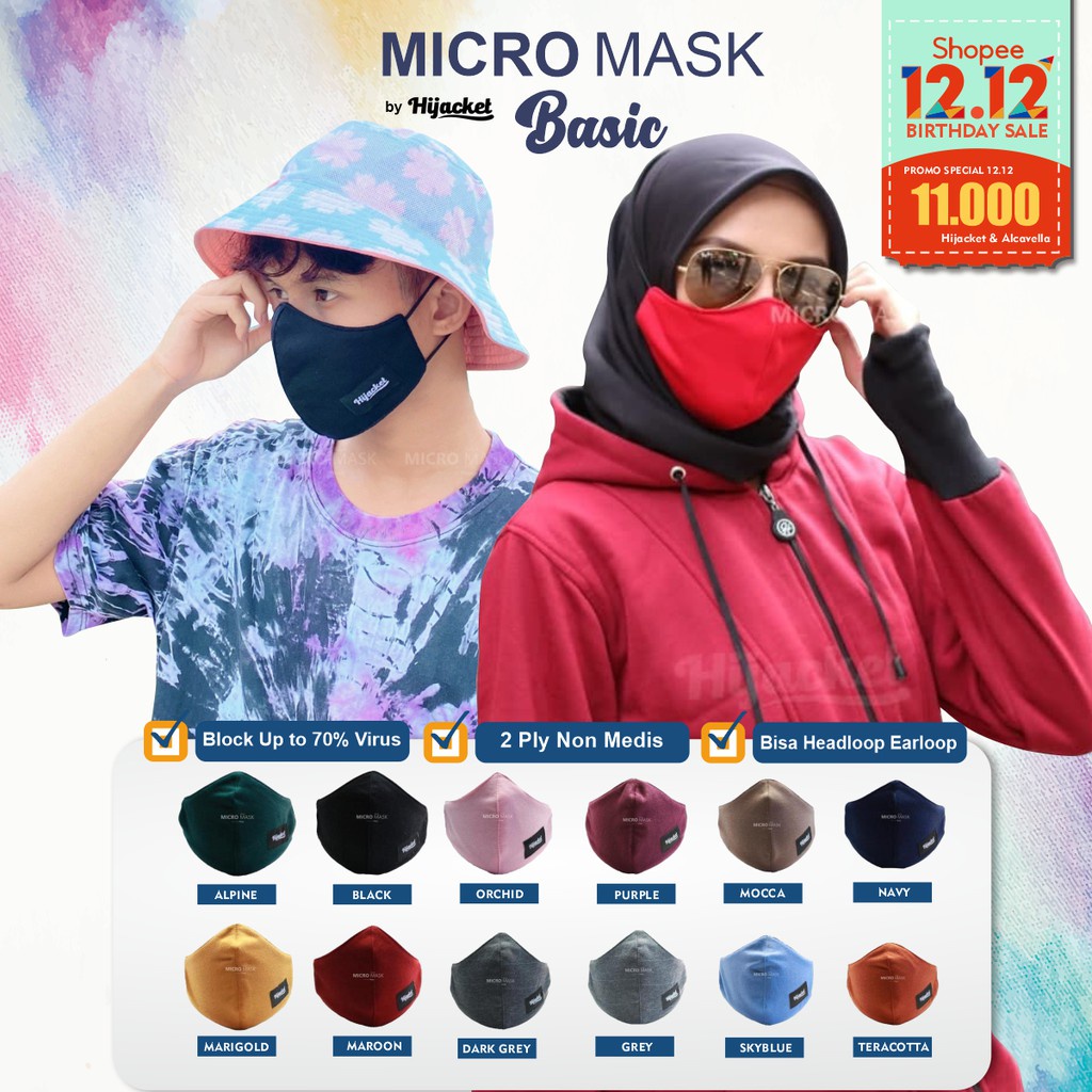 Masker kain polos BLOCK UP TO 70% VIRUS 2 PLY Proteksi Premium fleece &amp; poly-fiber [UNIXES]