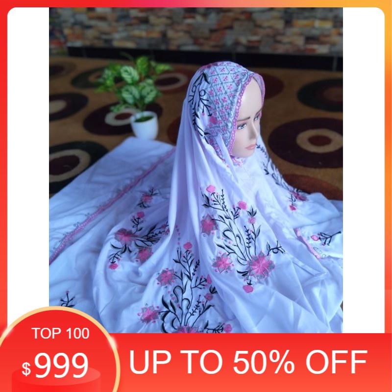 Mukena DEWASA Mukena terusan lajuran bordir Mukena santri putri Mukena pondok Mukena bordir bunga Mu